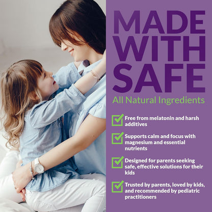 Kids Magnesium Chewable Tablets – Sugar-Free, Melatonin-Free Calm & Focus Support (60 Count)