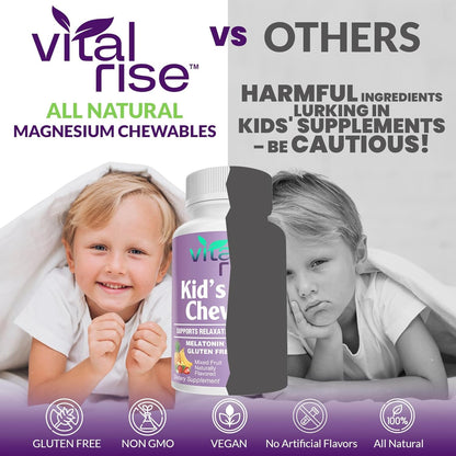 Kids Magnesium Chewable Tablets – Sugar-Free, Melatonin-Free Calm & Focus Support (60 Count)