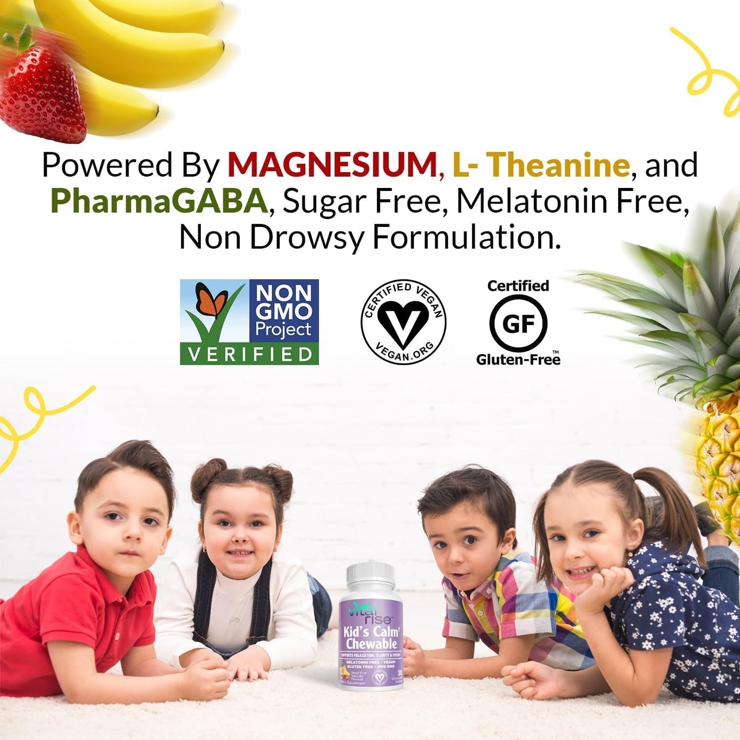 Kids Magnesium Chewable Tablets – Sugar-Free, Melatonin-Free Calm & Focus Support (60 Count)