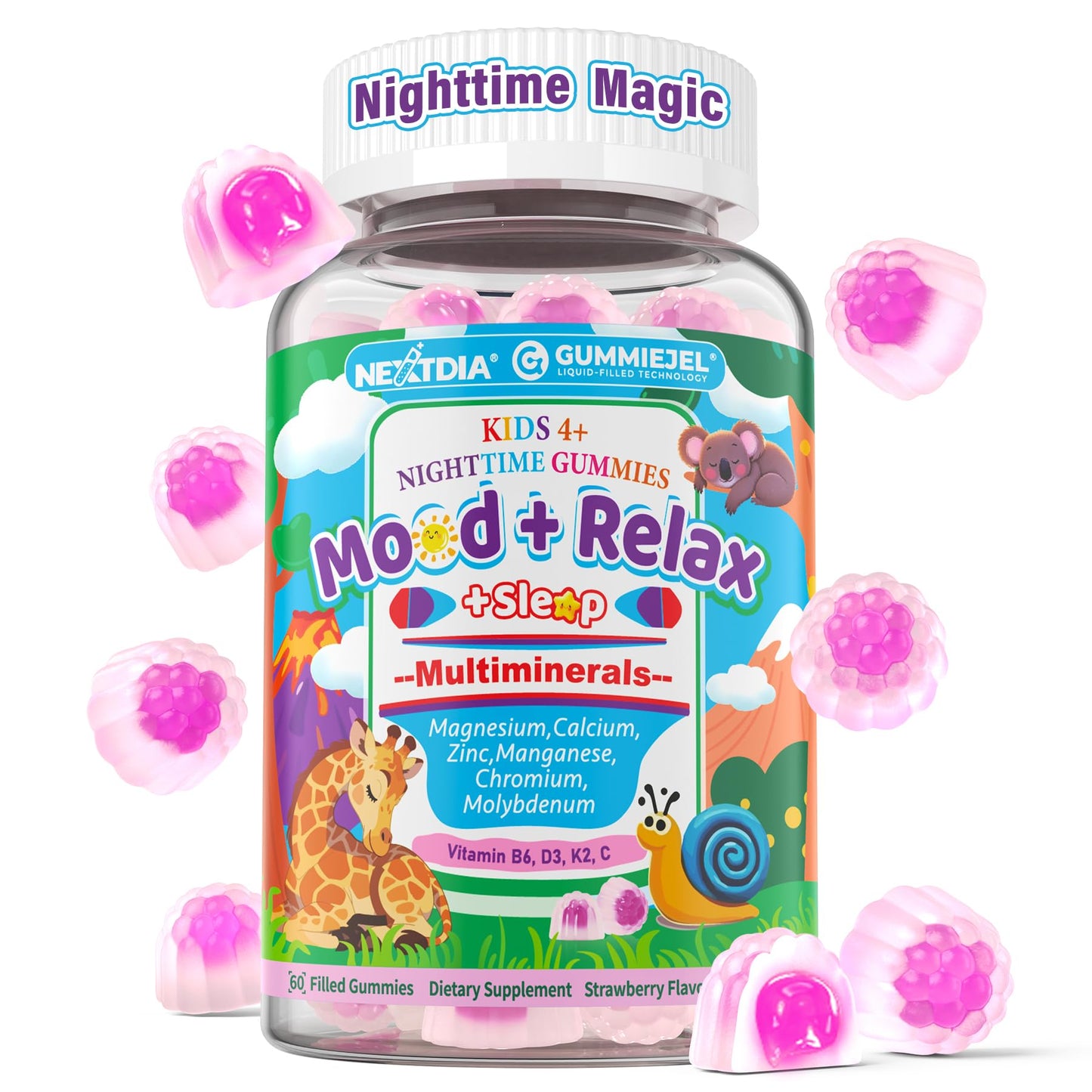 Kids Nighttime Multimineral Gummies – Magnesium, Calcium, Zinc + D3 K2 | No Melatonin