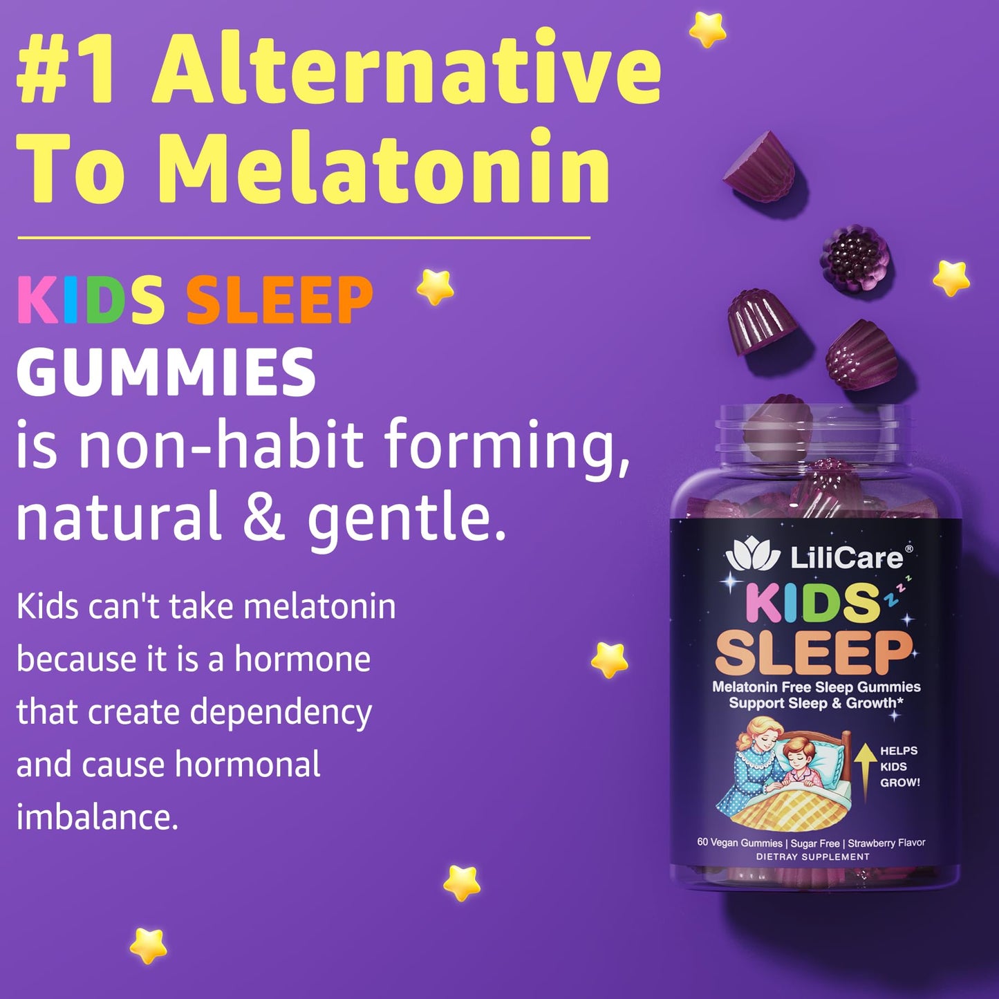 Kids Sleep Gummies - Melatonin-Free Sleep Aid with Magnesium Glycinate