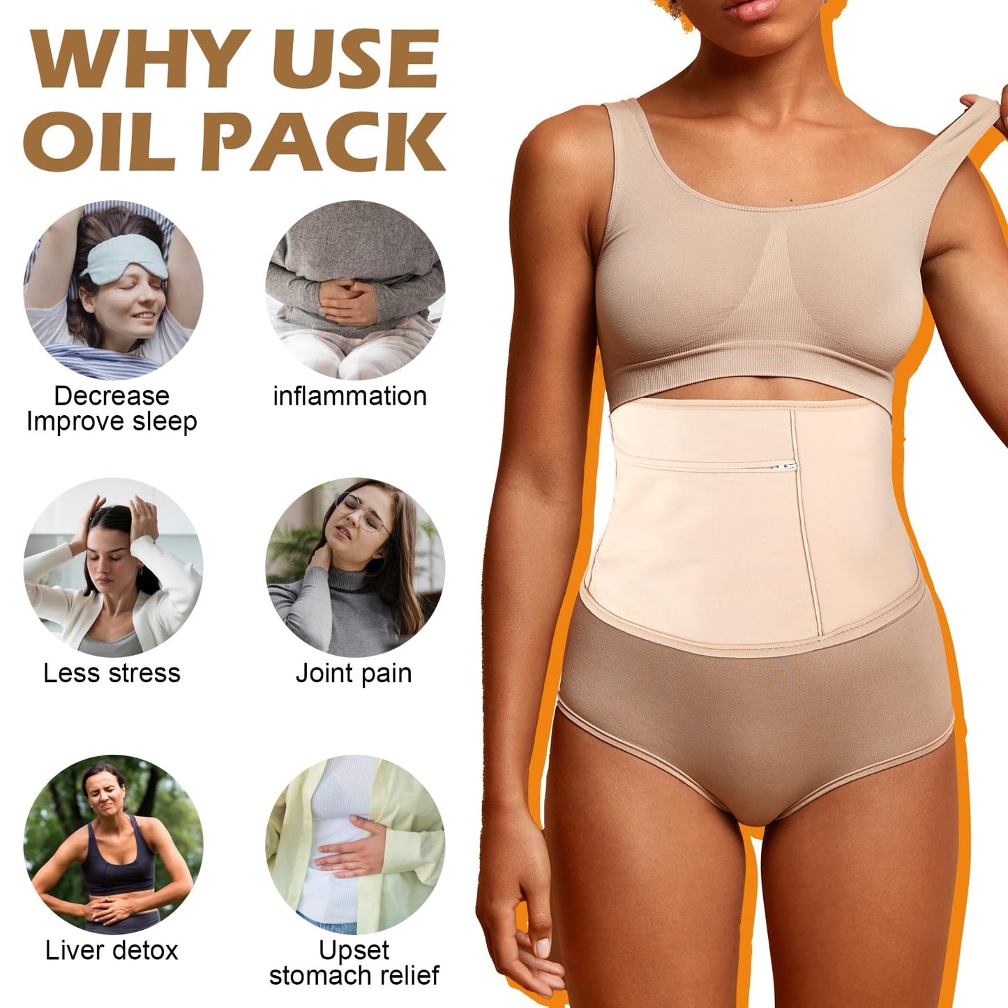 Kifmurase Castor Oil Pack Wrap - Liver Detox, Stomach Support, Reusable