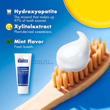Kinder Karex Hydroxyapatite Kids Toddler Toothpaste | Fluoride Free | Clinically Tested | 2.3 oz (Pack of 3)