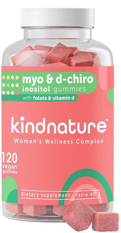 kindnature Myo-Inositol & D-Chiro Inositol Gummies with Vitamin D & Folate – 40:1 Ratio – 30 Day Supply