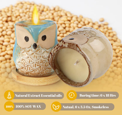 Kinforse Scented Candles Gift Set - 6-Pack Owl Aromatherapy Candles for Women | Birthday & Holiday Gifts