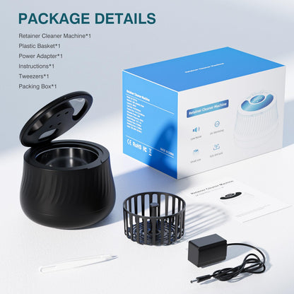 KINTLE Ultrasonic Retainer Cleaner 45kHz – 200ml, 4 Modes, UV Sterilization