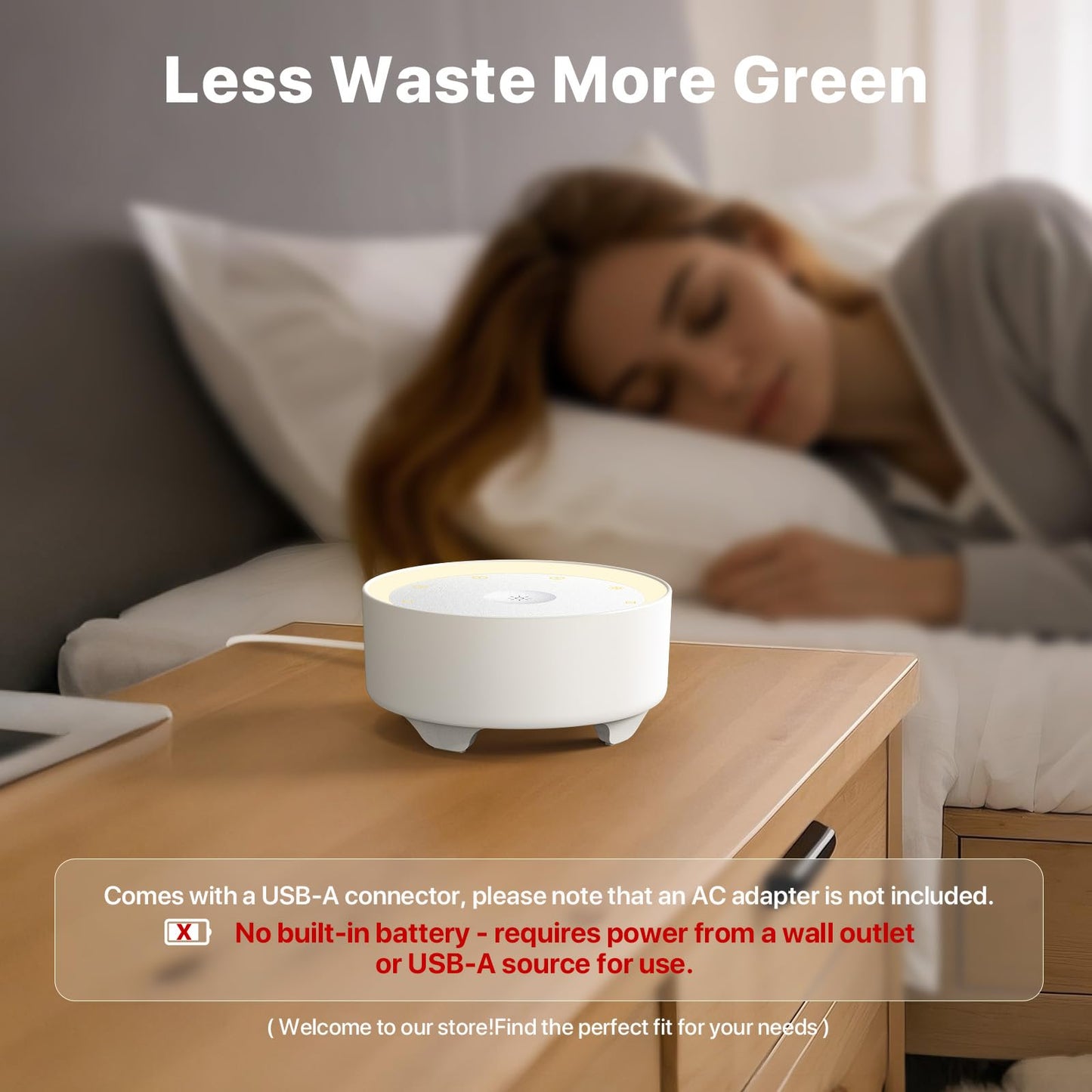 Kipcush White Noise Machine – 20 Sounds, 2 Shortcuts, Warm Night Light
