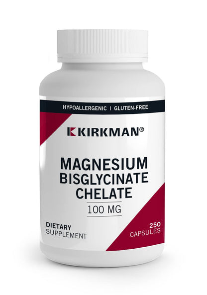 Kirkman Magnesium Bisglycinate Chelate - 250 Capsules | Restful Sleep, Relaxed Nerves & Muscles - Hypoallergenic