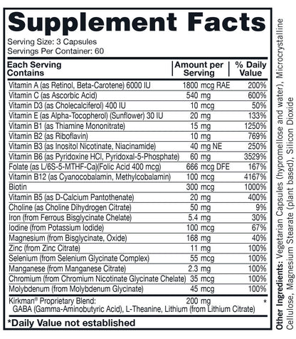 Kirkman Super Nu-Thera Multivitamin Teen & Adult – Mood Support