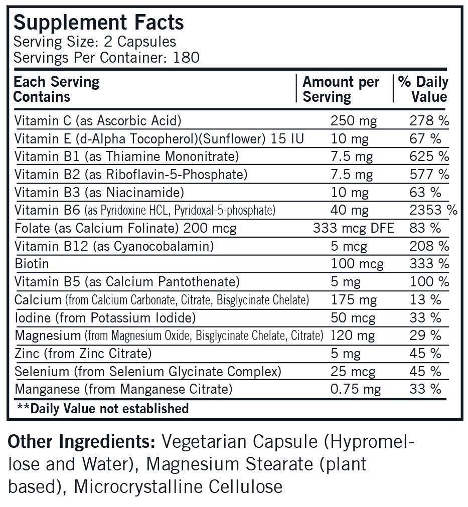 Kirkman Super Nu-Thera w/o Vitamins A and D – Hypoallergenic | 360 Vegetarian Capsules | Gluten & Casein Free Multi Vitamin