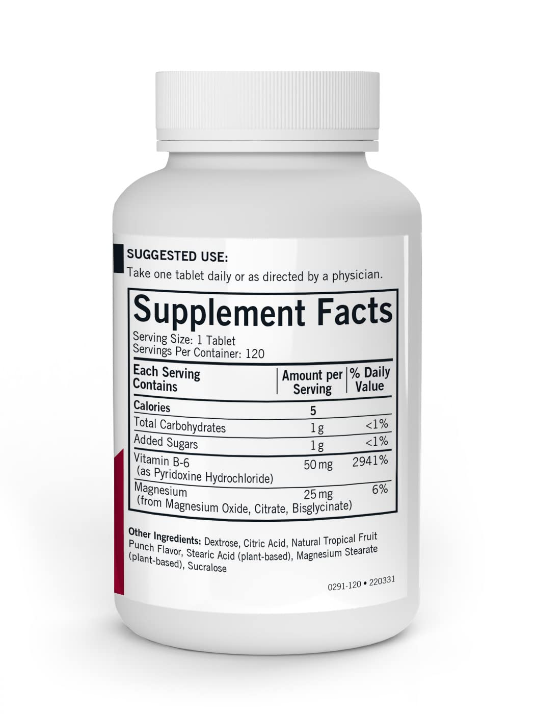 Kirkman Vitamin B6 with Magnesium – 120 Chewable Wafers – Hypoallergenic