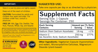 Kirkman – Vitamin C 250 mg Capsules - Hypo - 250 Count