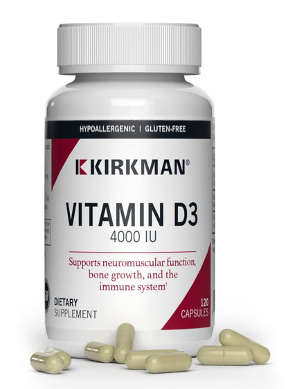 Kirkman Vitamin D3 4000 IU – 120 Capsules | Immune Support & Bone Health