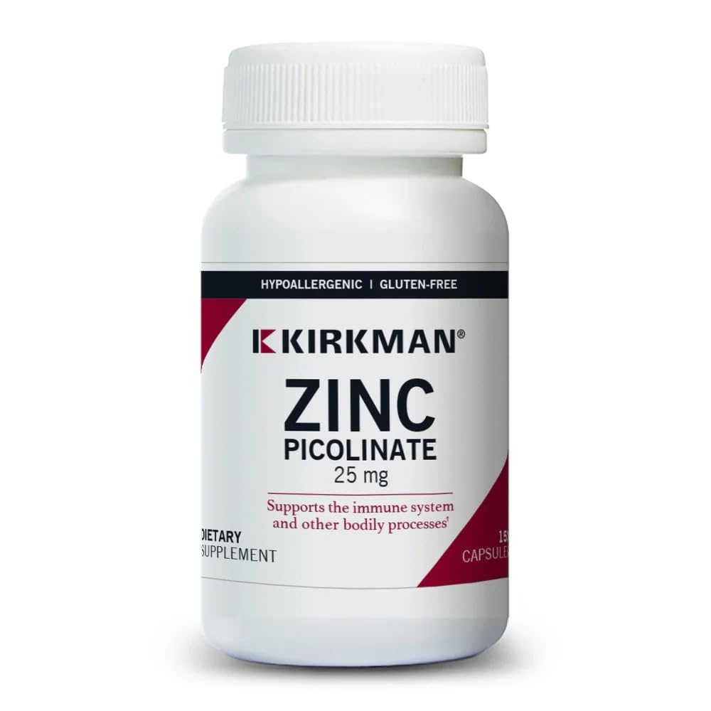 Kirkman Zinc Picolinate 25 mg – Hypoallergenic, Gluten Free, 150 Veg Capsules