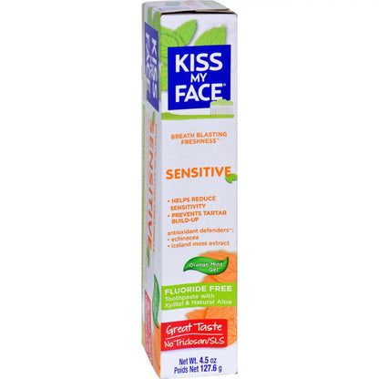 Kiss My Face Fluoride Free Sensitive Toothpaste 4.5 oz (Pack of 2) – Tartar Prevention & Sensitivity Relief