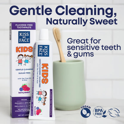 Kiss My Face Kids Toothpaste – Fluoride-Free Berry Flavor, Vegan, 4 oz