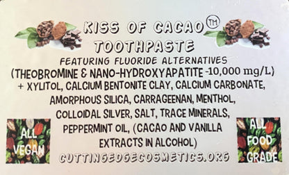 Kiss of Cacao Enamel Remineralization Toothpaste with Theobromine & Nano Hydroxyapatite (EU Approved) – 4 oz Tube | Comparable to Theodent, Earth Paste, David's