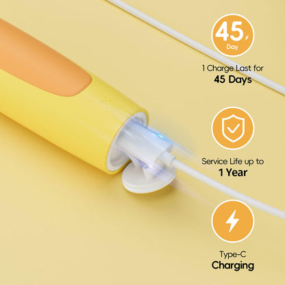 KIWIBIRD Kids Electric Toothbrush 3-10 | Soft Silicone Bristles, 4 Modes