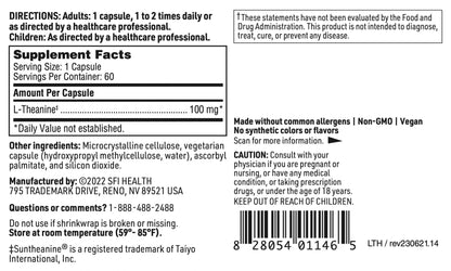 Klaire Labs L-Theanine 100mg Suntheanine – Promote Relaxation (60 Caps)