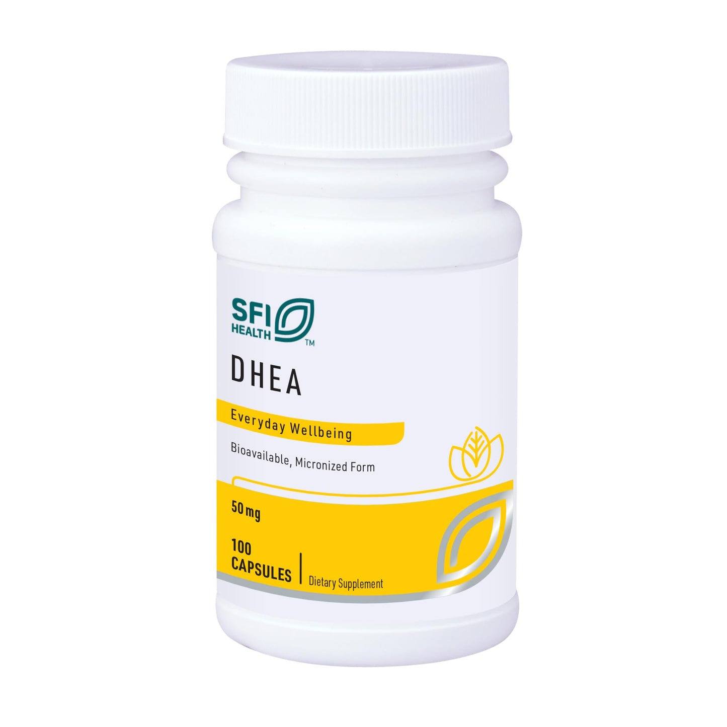 Klaire Labs DHEA 50mg – Micronized, Wild Yam-Derived, Soy-Free (100 capsules)