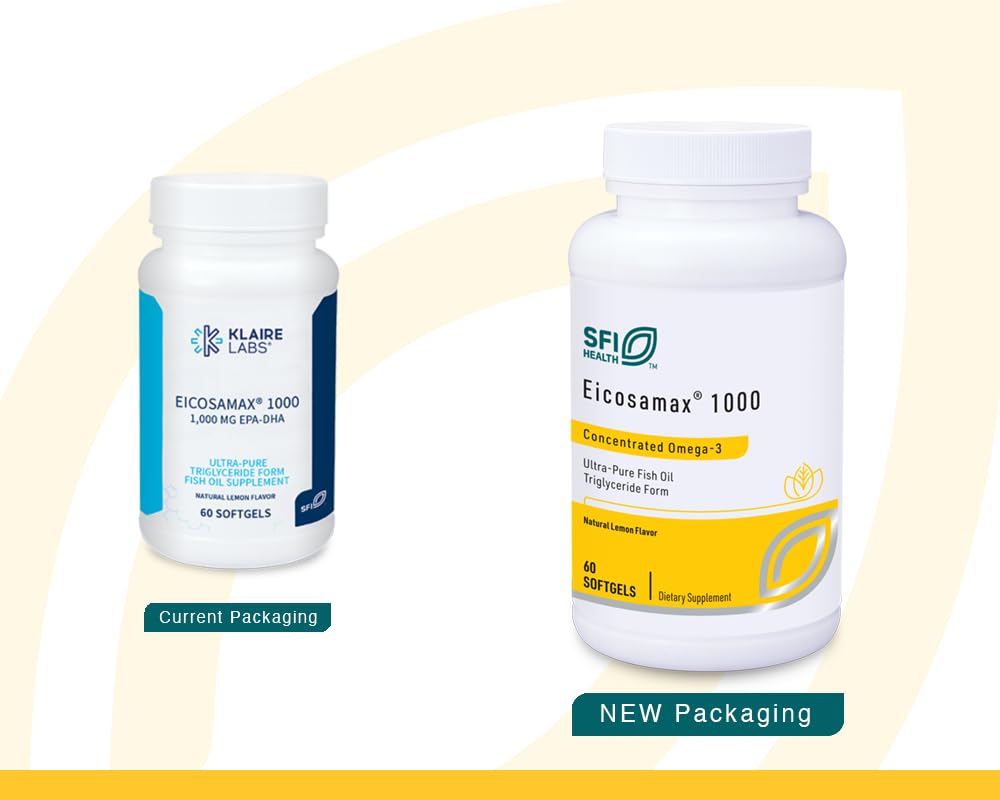 Klaire Labs Eicosamax 1000 TG Fish Oil – 1000 mg EPA/DHA per Soft Gel