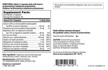 Klaire Labs SFI Health Multi-Mineral Complex Without Iron - Iron-Free, Broad Spectrum Trace Minerals (100 Capsules)