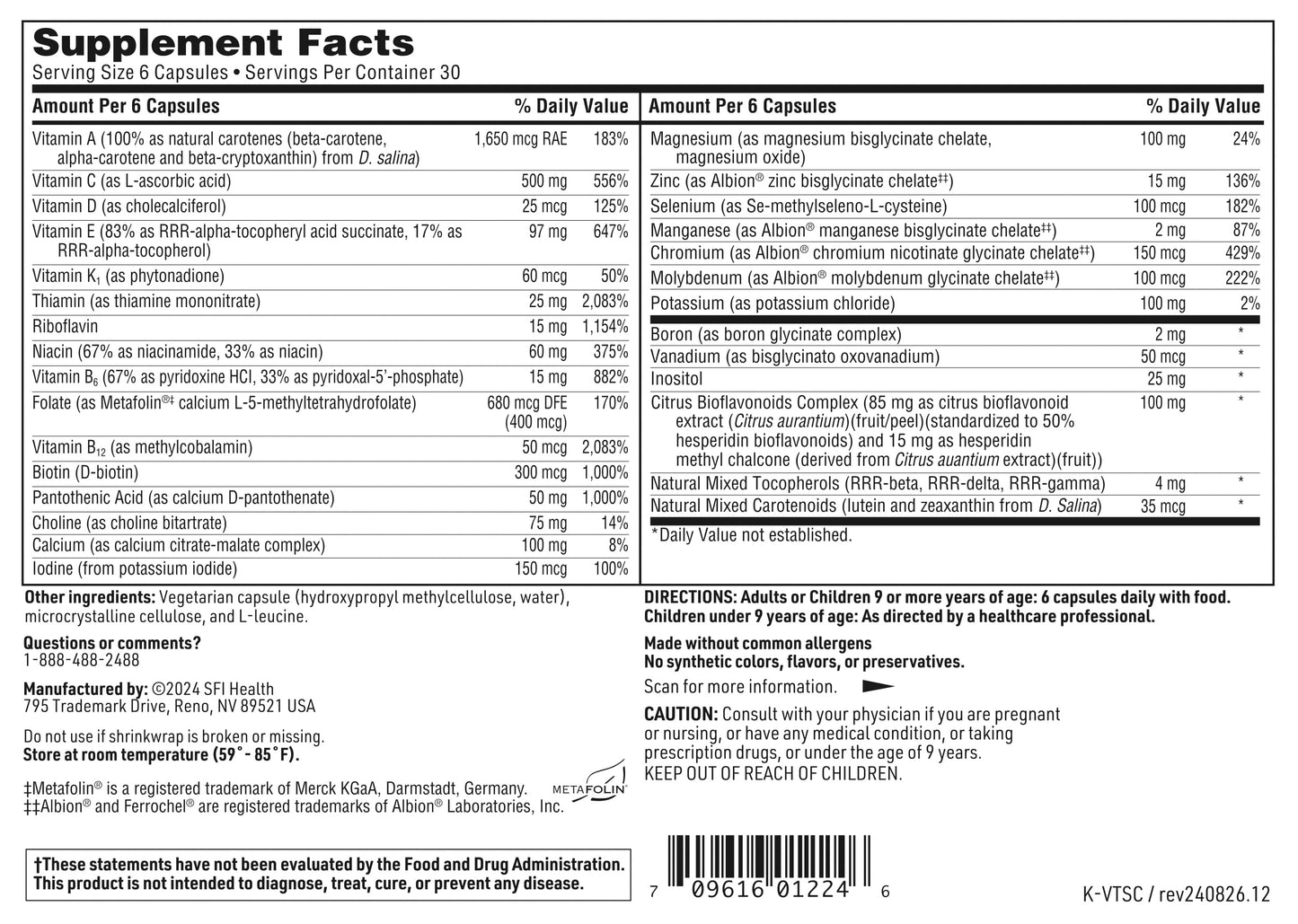 Klaire Labs SFI Health VitaSpectrum Kids Multivitamin Capsules - 28 Essential Nutrients, Gluten-Free (180ct)