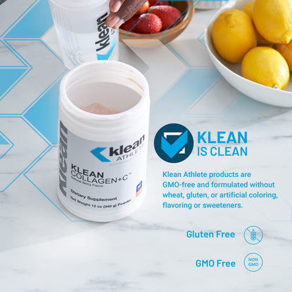 Klean Athlete Klean Collagen+C — Collagen Peptides with Vitamin C for Joint & Connective Tissue Support | 12 oz Berry Flavor