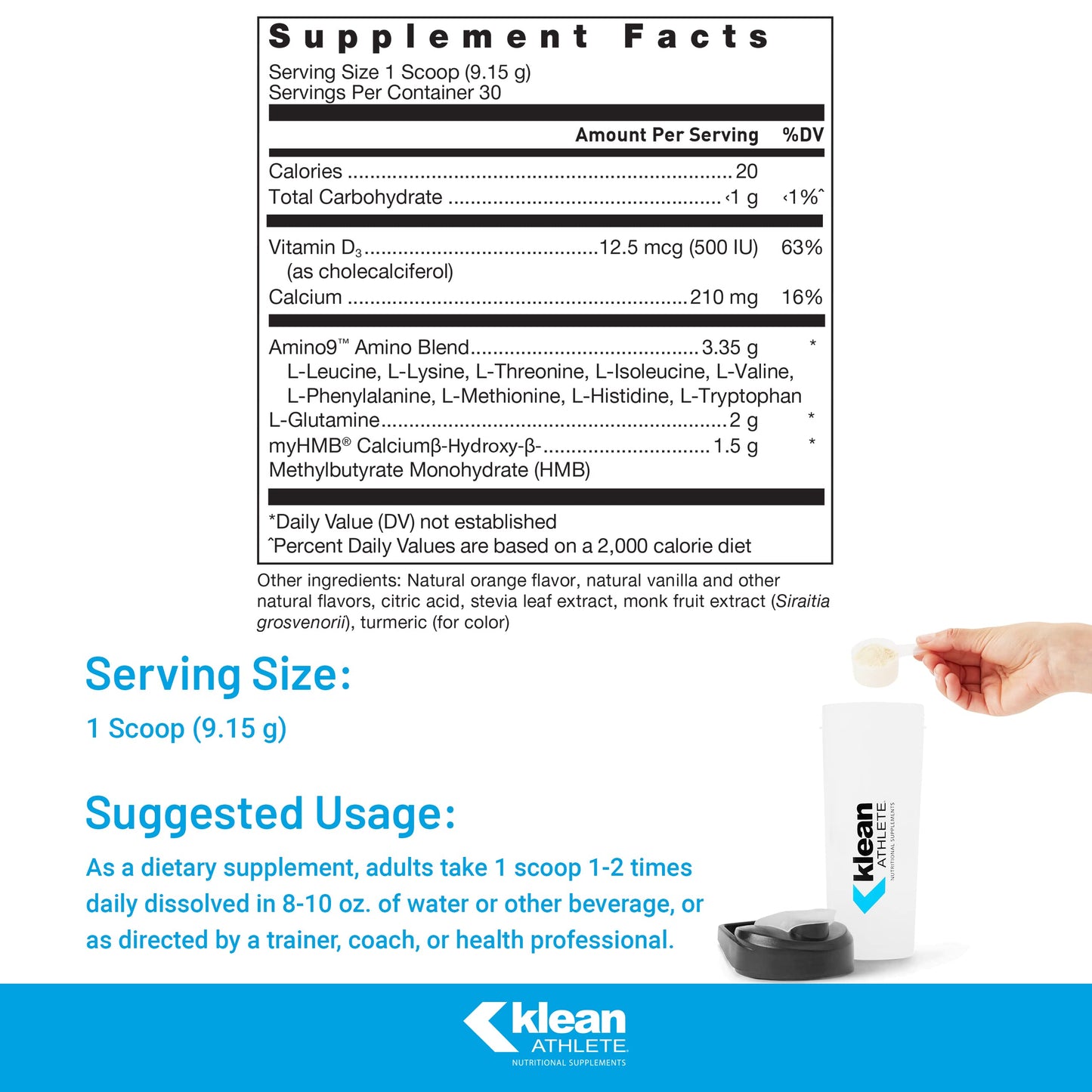 Klean Essential Aminos + HMB – Lean Muscle Support | Klean Athlete | Orange Cream