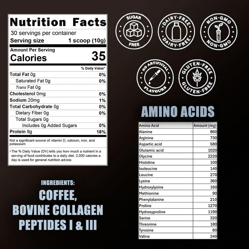 Knowman Labs Premium Collagen for Men – Coffee-Infused, 30 Servings