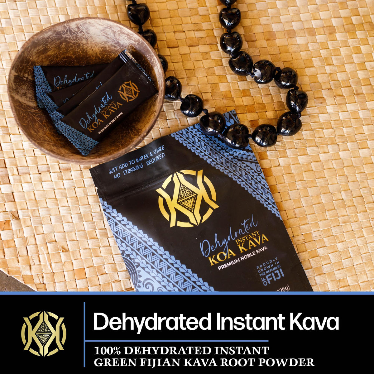 Koa Kava Dehydrated Instant Kava - 100% Green Fijian Noble Root Powder, 8 oz (226 g) Bag