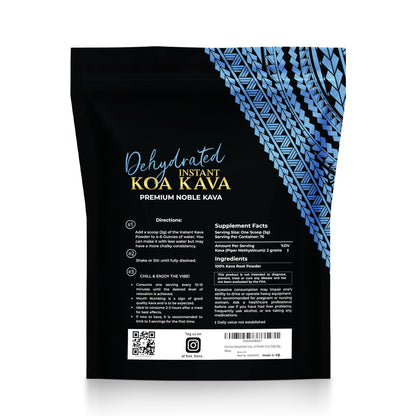Koa Kava Dehydrated Instant Kava - 100% Green Fijian Noble Root Powder, 8 oz (226 g) Bag