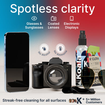 Koala Eyeglass Lens Cleaner Spray Kit - 2 Piece Set | Made in USA