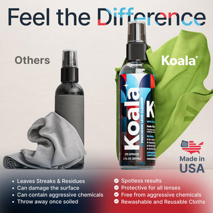 Koala Eyeglass Lens Cleaner Spray Kit - 2 Piece Set | Made in USA