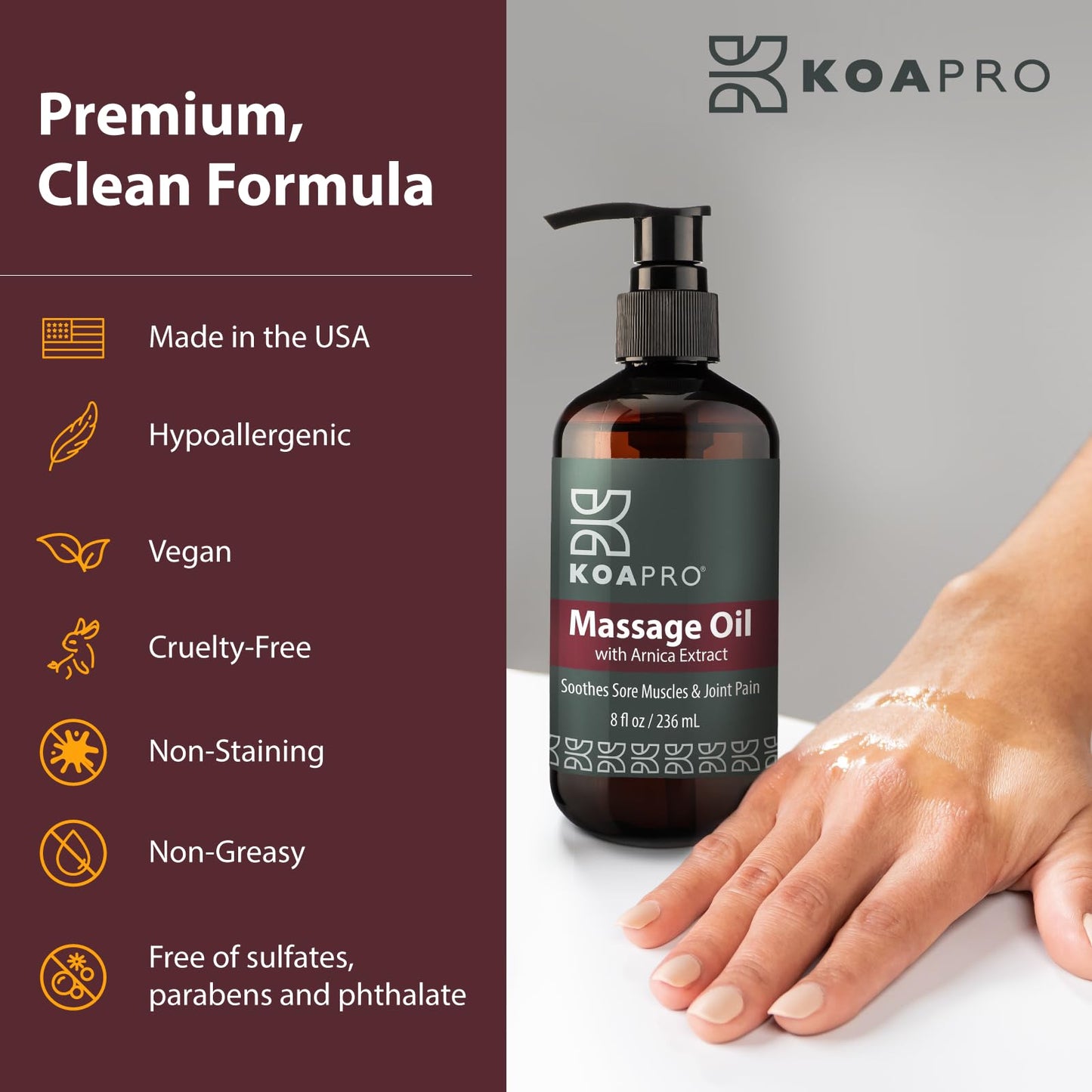 KOAPRO Arnica Massage Oil with Lavender – Pain Relief & Anti-Cellulite (8 oz)