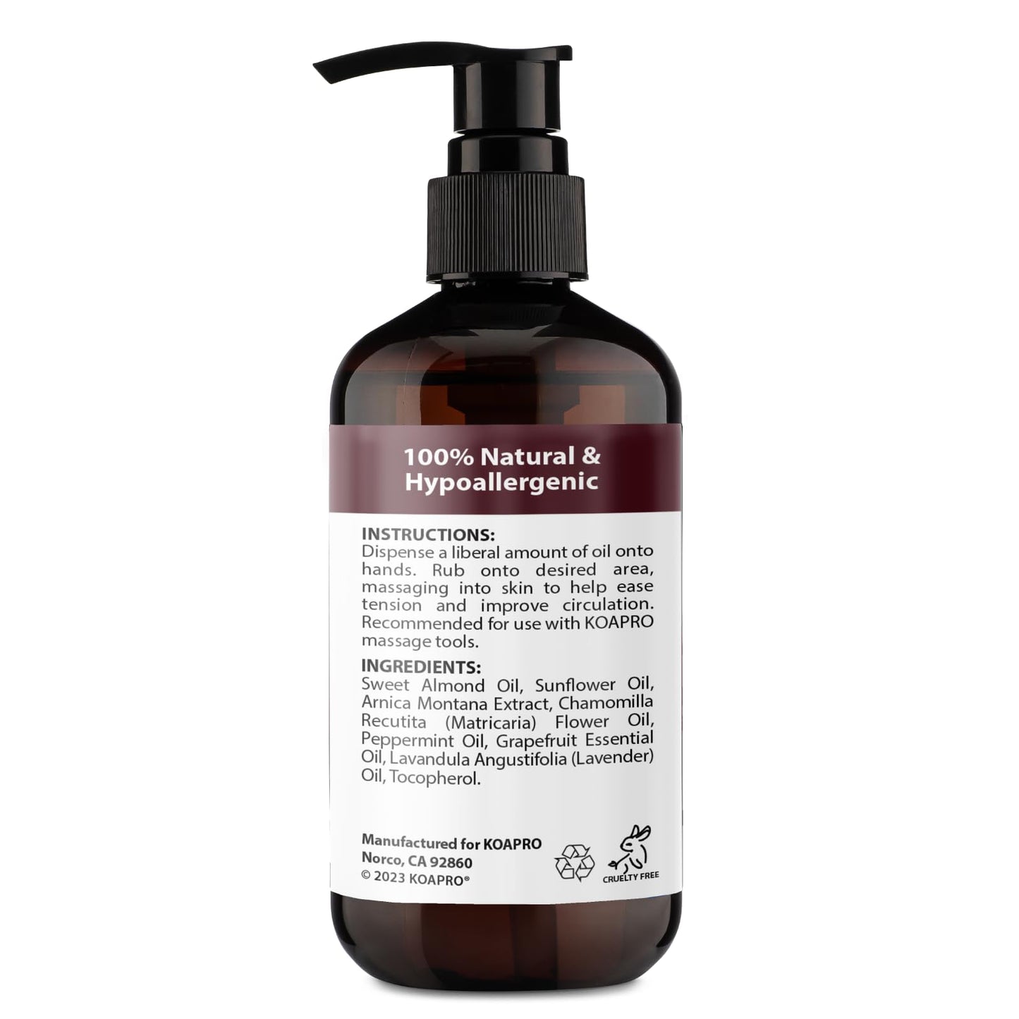 KOAPRO Arnica Massage Oil with Lavender – Pain Relief & Anti-Cellulite (8 oz)