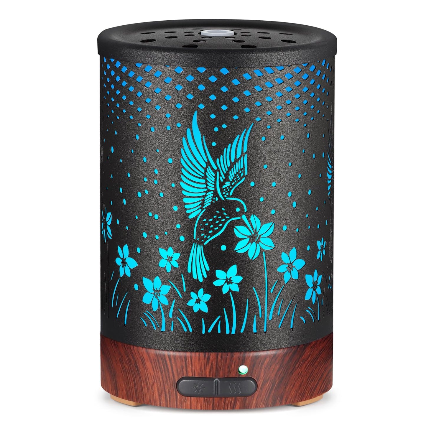 Essential Oils Diffuser – Aromatherapy Diffuser with 7-Color LED Lights, Auto-Off Metal Humidifier (C-Hummingbirds)