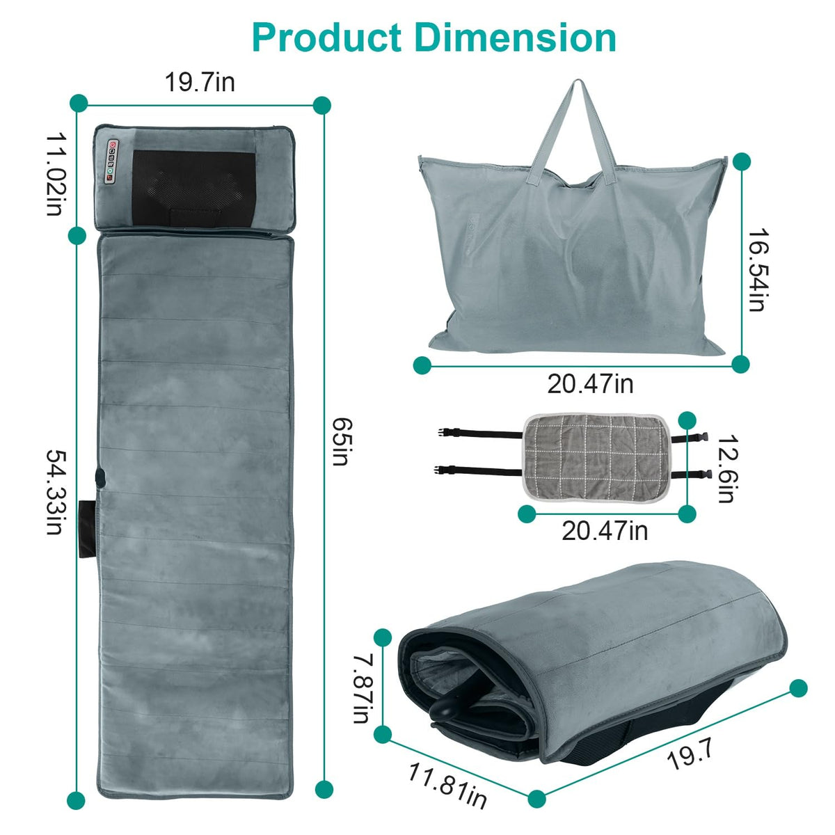 KOCASO Full Body Massage Mat with Heat — 10 Vibration Motors & 9 Modes