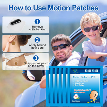 KONGDY Motion Sickness Patches for Kids & Adults — Waterproof, Non-Drowsy, Behind-Ear Sea Sickness (100 Count)