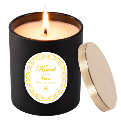 KONNI Pisces Zodiac Candle – 7 oz Soy Wax, Pine & Cypress Gift