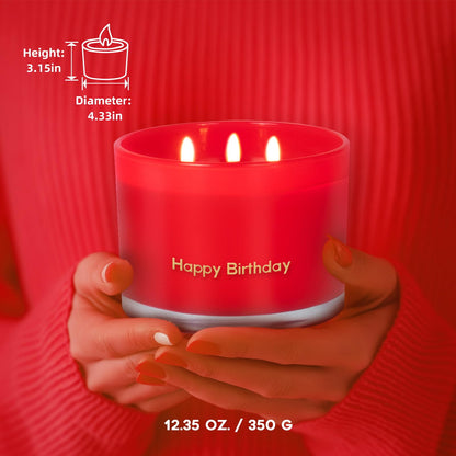 KONNI Red Rose Scented Candles | 3-Wick Soy Jar Candle 12.35oz