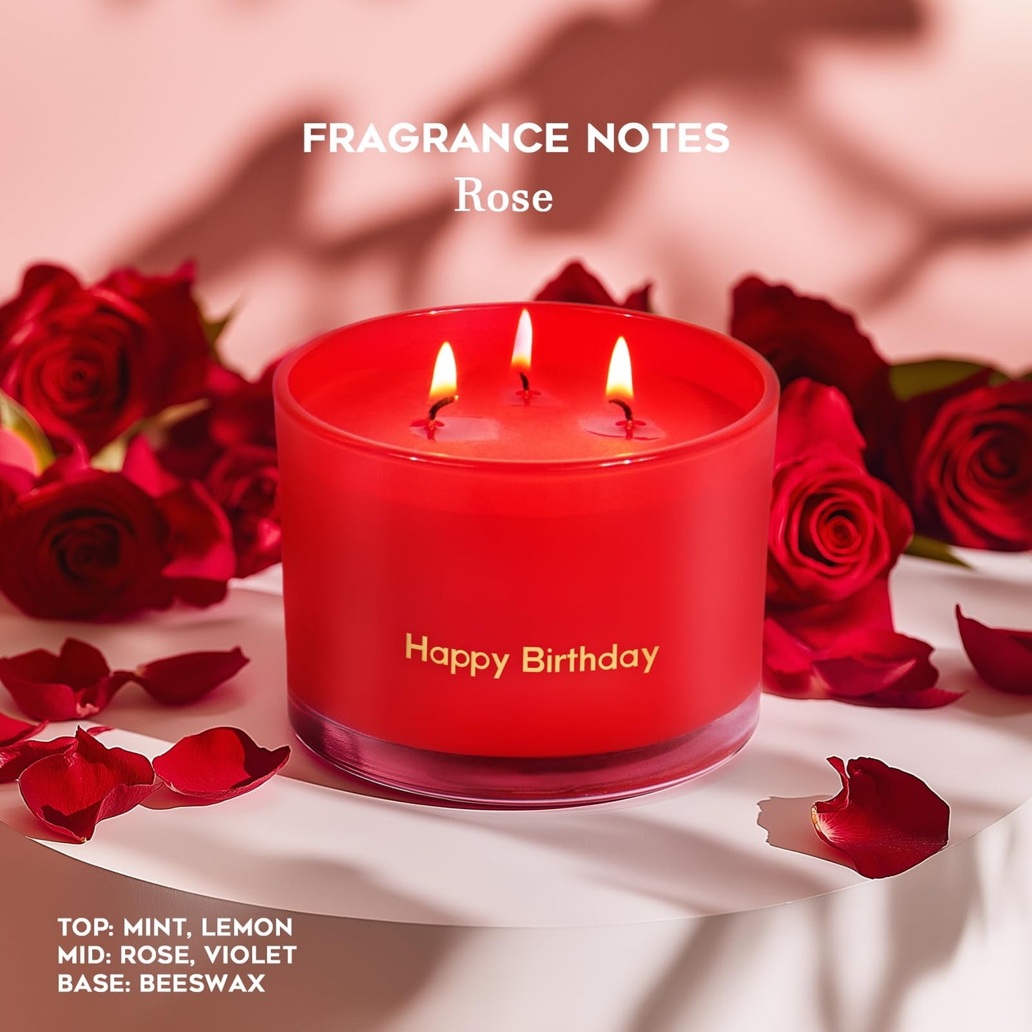 KONNI Red Rose Scented Candles | 3-Wick Soy Jar Candle 12.35oz