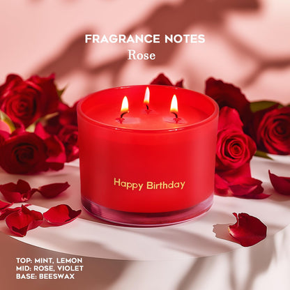 KONNI Red Rose Scented Candles | 3-Wick Soy Jar Candle 12.35oz