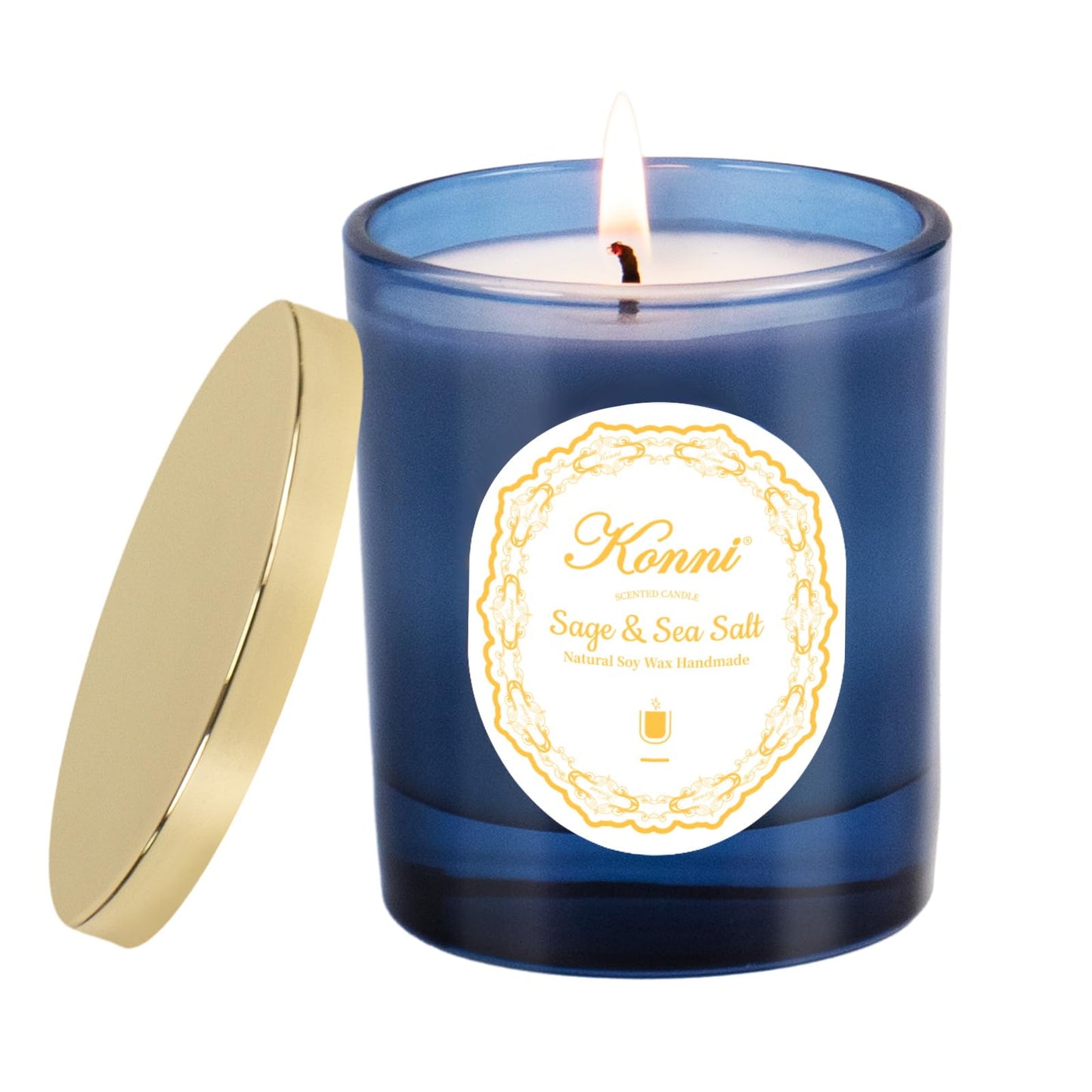 KONNI Scented Candles – Sage Sea Salt Soy Jar Candle, 7.4oz, 40h Burn