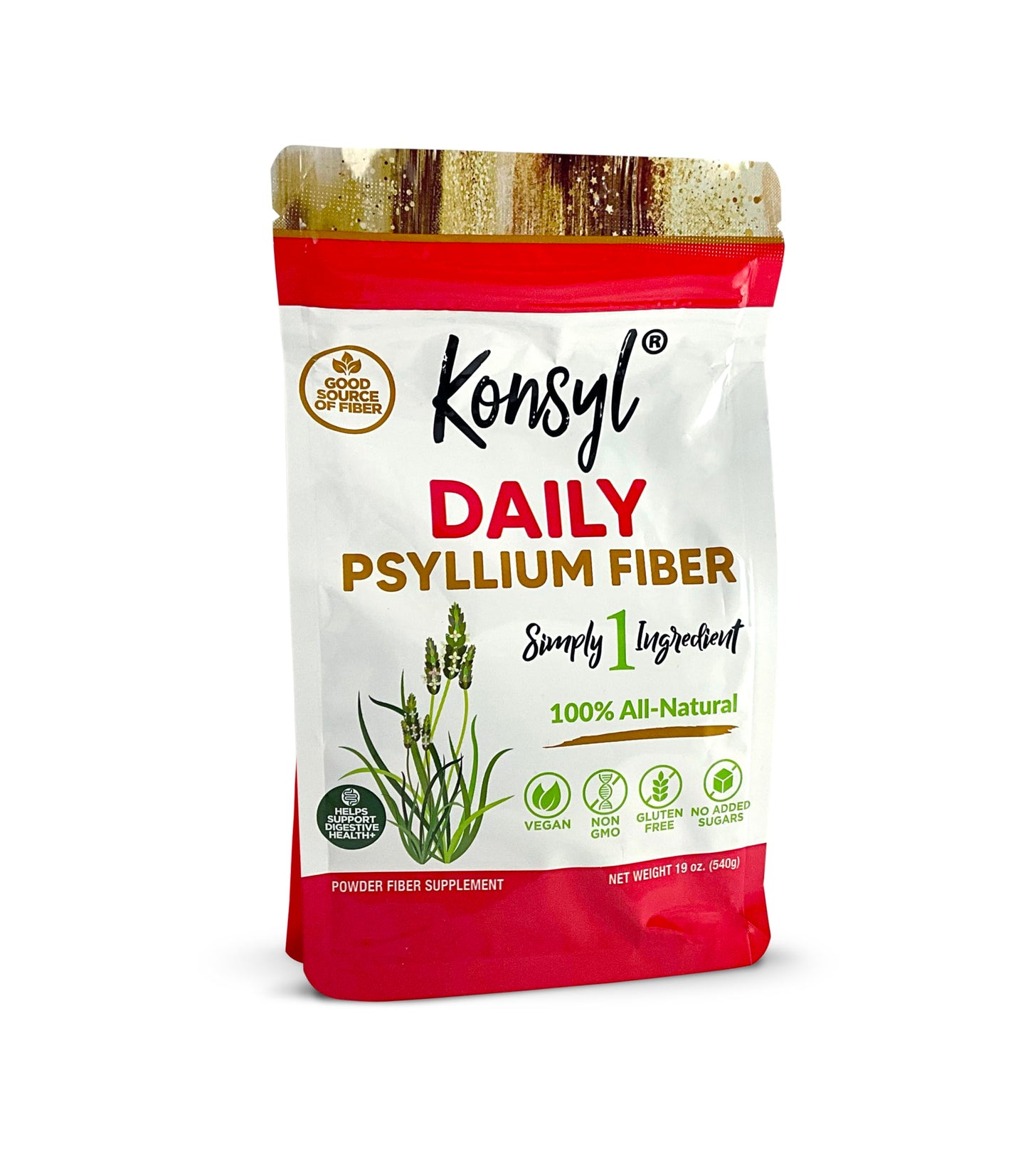 Konsyl Daily Psyllium Fiber Powder – 90 Servings (540g) | All-Natural Psyllium Husk