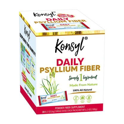 Konsyl Daily Psyllium Fiber Powder Sticks – 30 Packets, On-The-Go