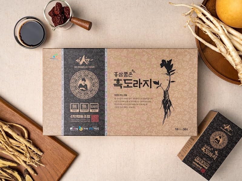 Premium Korean Black Balloon Flower & Red Ginseng Extract Sticks – 9x Steamed, 10ml x30, No Preservatives