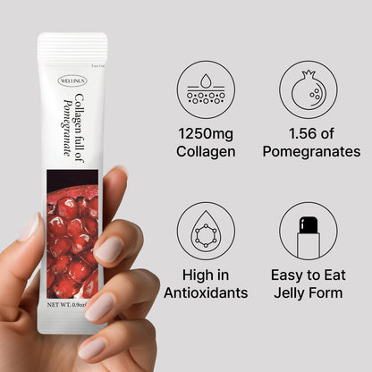Korean Marine Collagen Jelly Sticks – Pomegranate Flavor, Sugar-Free Travel Packs for Hair & Nails