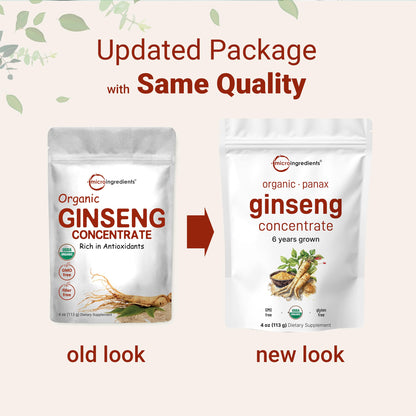 Micro Ingredients Organic Korean Ginseng Powder 200:1 - 4 oz | Red Panax Ginseng, High Ginsenosides