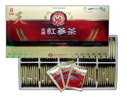 Korean Red Ginseng Instant Tea Powder – 6-Year-Old Ginseng Granules, 3 g × 100 Sticks